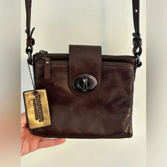 Danier Brown Leather Crossbody Bag - Picture 1 of 8